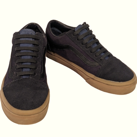 Vans Navy Suede Elastic Lace Gum Sole Sneakers Size 6.5 - Picture 10 of 11